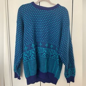 Vintage Mens Patterned Sweater L Oleg Cassini Wool Blend